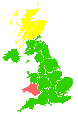 Click on a region for air pollution levels for 05/12/2007