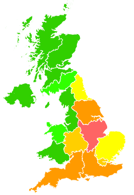 Click on a region for air pollution levels for 05/12/2016