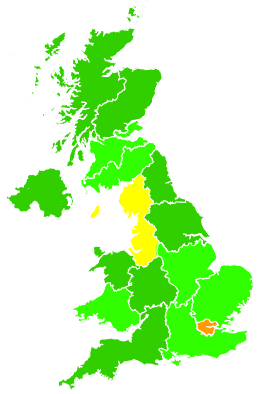 Click on a region for air pollution levels for 06/02/1996