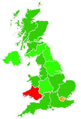 Click on a region for air pollution levels for 06/02/2003
