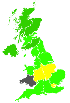 Click on a region for air pollution levels for 06/03/1991