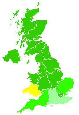 Click on a region for air pollution levels for 06/03/1993