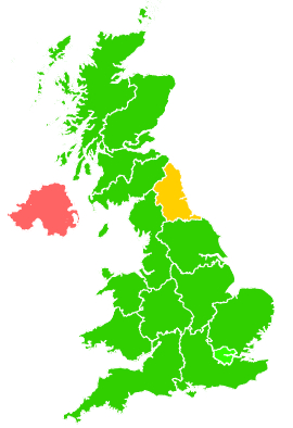 Click on a region for air pollution levels for 06/03/1996