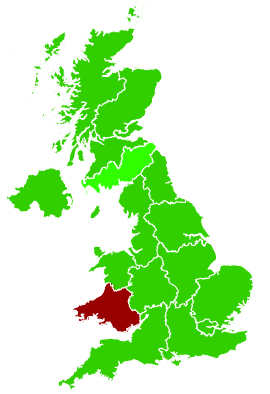 Click on a region for air pollution levels for 06/04/2001