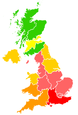 Click on a region for air pollution levels for 06/05/1995