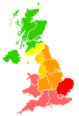 Click on a region for air pollution levels for 06/06/1996