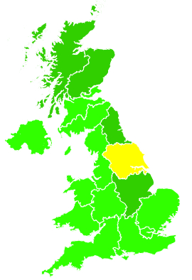 Click on a region for air pollution levels for 06/07/1998