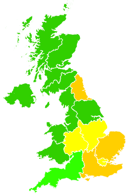 Click on a region for air pollution levels for 06/07/1999