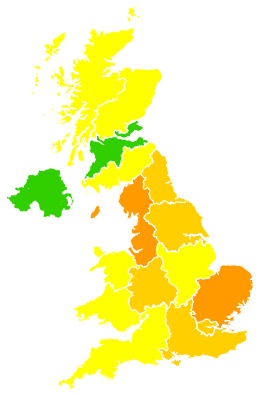 Click on a region for air pollution levels for 06/07/2006