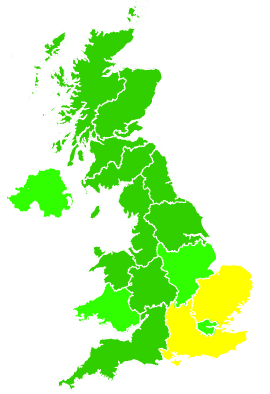 Click on a region for air pollution levels for 06/08/1992