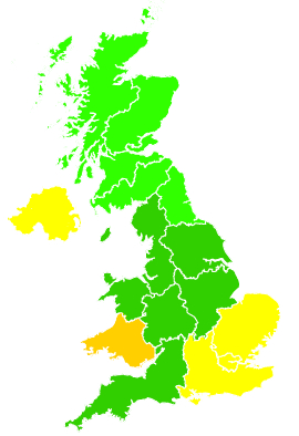 Click on a region for air pollution levels for 06/08/1994
