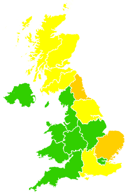 Click on a region for air pollution levels for 06/08/1999