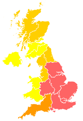 Click on a region for air pollution levels for 06/08/2003
