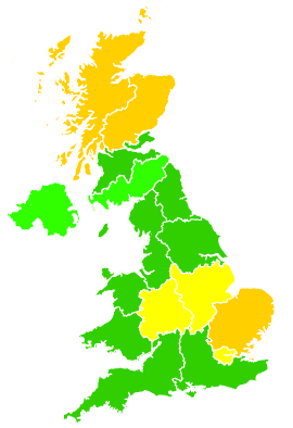 Click on a region for air pollution levels for 06/08/2007