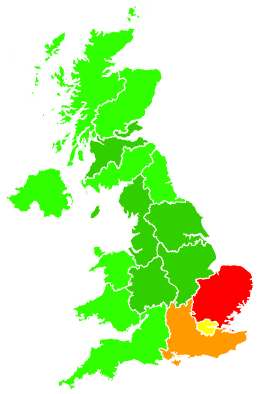 Click on a region for air pollution levels for 06/08/2009