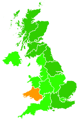 Click on a region for air pollution levels for 06/08/2021