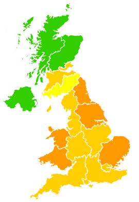 Click on a region for air pollution levels for 06/09/1999