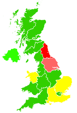 Click on a region for air pollution levels for 06/09/2005