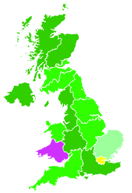 Click on a region for air pollution levels for 06/11/1992