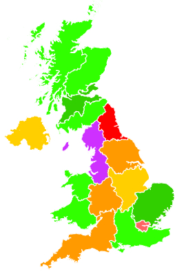 Click on a region for air pollution levels for 06/11/1993