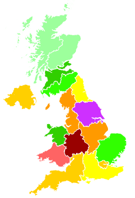 Click on a region for air pollution levels for 06/11/1994
