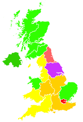 Click on a region for air pollution levels for 06/11/1995