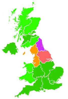 Click on a region for air pollution levels for 06/11/1997