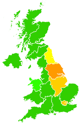 Click on a region for air pollution levels for 06/11/2003