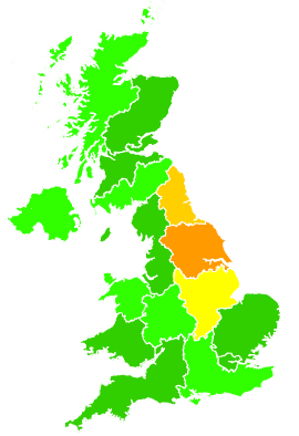 Click on a region for air pollution levels for 06/11/2018