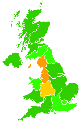 Click on a region for air pollution levels for 06/11/2019