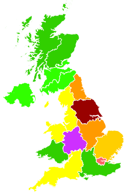 Click on a region for air pollution levels for 06/11/2020