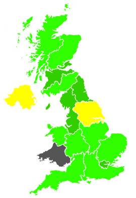 Click on a region for air pollution levels for 06/12/1991
