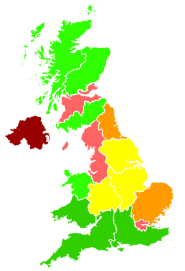 Click on a region for air pollution levels for 06/12/1996