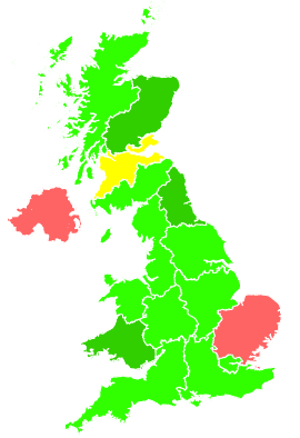 Click on a region for air pollution levels for 06/12/2002