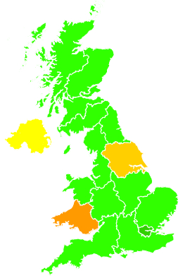 Click on a region for air pollution levels for 06/12/2005