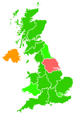 Click on a region for air pollution levels for 07/02/1994