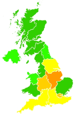 Click on a region for air pollution levels for 07/02/2023