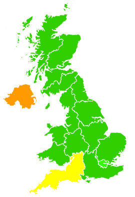Click on a region for air pollution levels for 07/03/1996