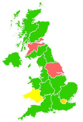Click on a region for air pollution levels for 07/03/2001