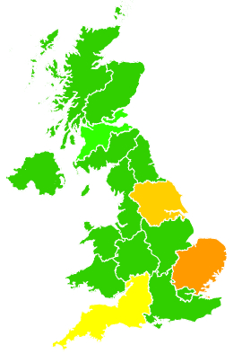 Click on a region for air pollution levels for 07/04/2003