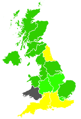 Click on a region for air pollution levels for 07/05/1992