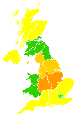 Click on a region for air pollution levels for 07/05/1993