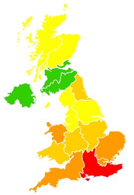 Click on a region for air pollution levels for 07/05/1995