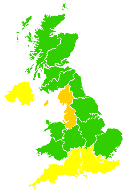 Click on a region for air pollution levels for 07/05/1996