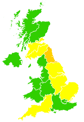 Click on a region for air pollution levels for 07/05/1999