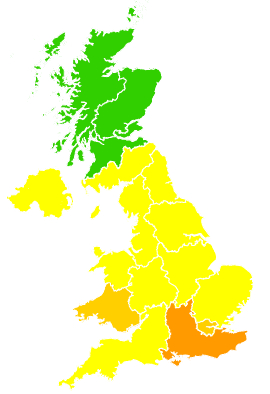 Click on a region for air pollution levels for 07/05/2020