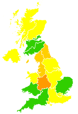 Click on a region for air pollution levels for 07/06/1992