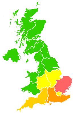 Click on a region for air pollution levels for 07/06/1993