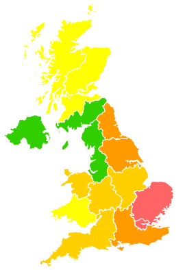 Click on a region for air pollution levels for 07/06/1996
