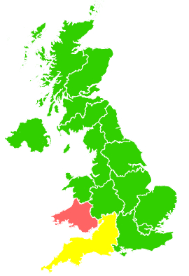 Click on a region for air pollution levels for 07/06/1998